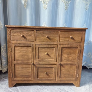 复古加厚卧室实木床头柜简约五斗柜客厅收纳大柜子田园储物鱼缸柜