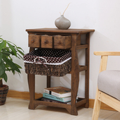 现代简约实木床头柜藤编抽屉式 床边收纳小柜子多功能简易储物斗柜
