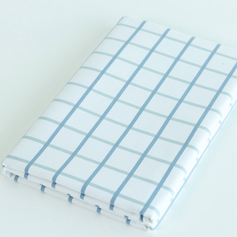 包邮加厚蓝色格子日韩纯棉布料桌布窗帘抱枕沙发手工diy清仓处理