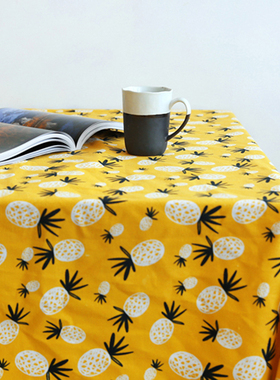 包邮黄菠萝棉麻布料桌布抱枕沙发野餐田园布手工diy面料特价清仓