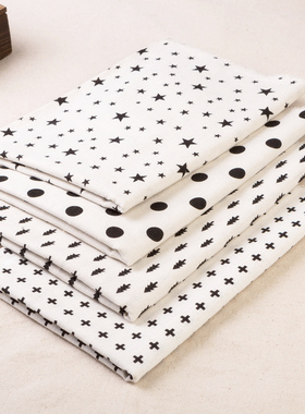 新品日韩棉麻布料卡通风格沙发布料桌布抱枕窗帘亚麻面料四款可选