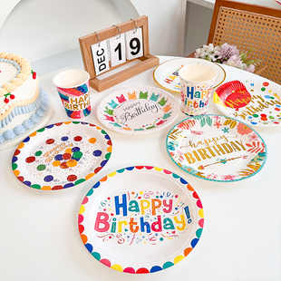 一次性卡通工艺品纸盘儿童生日派对甜品台餐盘蛋糕聚会野餐用品
