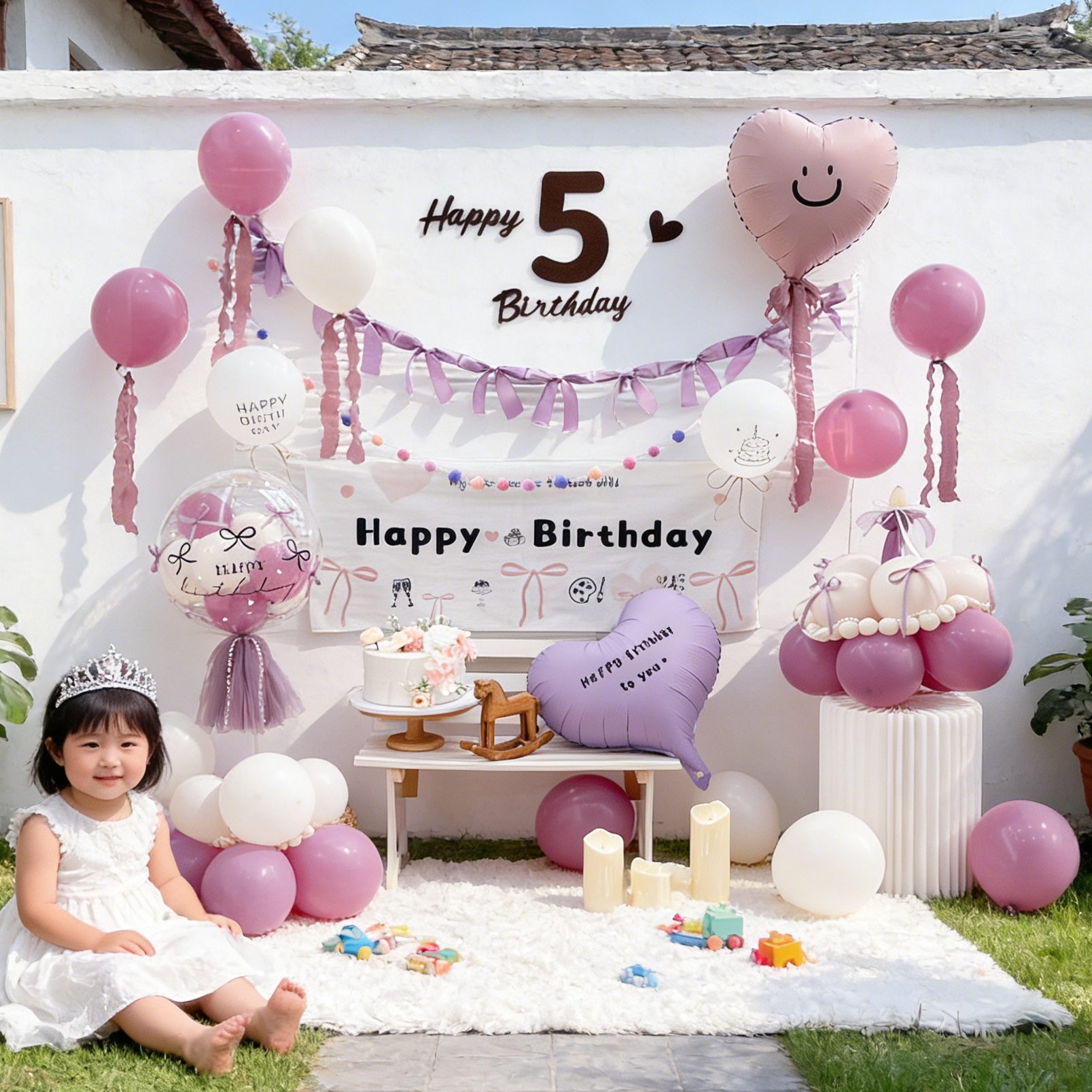 INS暮光紫色女孩儿童生日布置网纱挂布KT板气球背景场景氛围感2岁,节庆用品/礼品,装扮布置套餐,淘宝优惠券,粉丝福利购,淘宝优惠卷