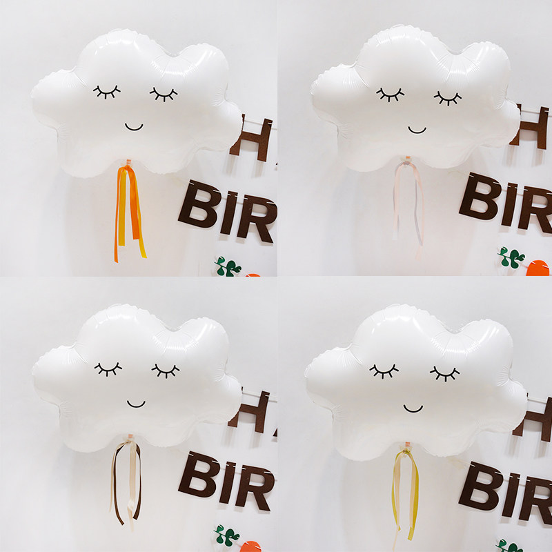 卡通白云云朵铝膜气球生日布置小清新派对简约装饰用品墙面挂饰
