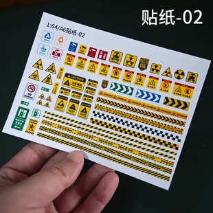 1/64模型场景隔离带警戒线贴纸高达废土风 迷你微缩科幻场景装饰