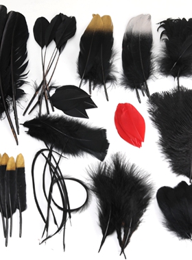 包邮黑色羽毛diy手工材料包饰品配件儿童幼儿园创意美术课程制作