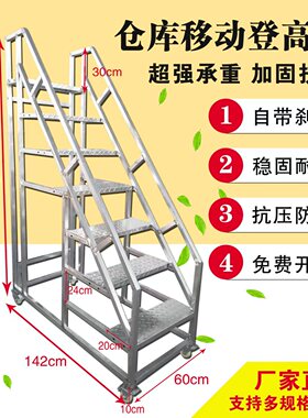 工业楼梯老人梯加厚梯二三步梯登高梯台阶梯家用铁梯子可移动带轮