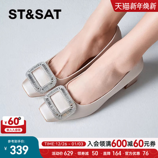 优雅方头中粗跟通勤女鞋 新款 潮SSC1111138 春季 星期六浅口单鞋