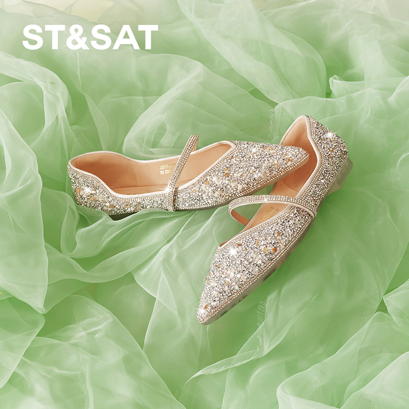 【星河璀璨】星期六尖头平底鞋精致时尚百搭亮片单鞋SSD1111073