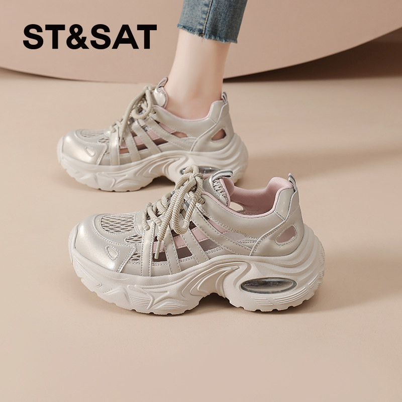 星期六包头凉鞋女运动夏季新款镂空透气洞洞鞋厚底增高老爹鞋爆款