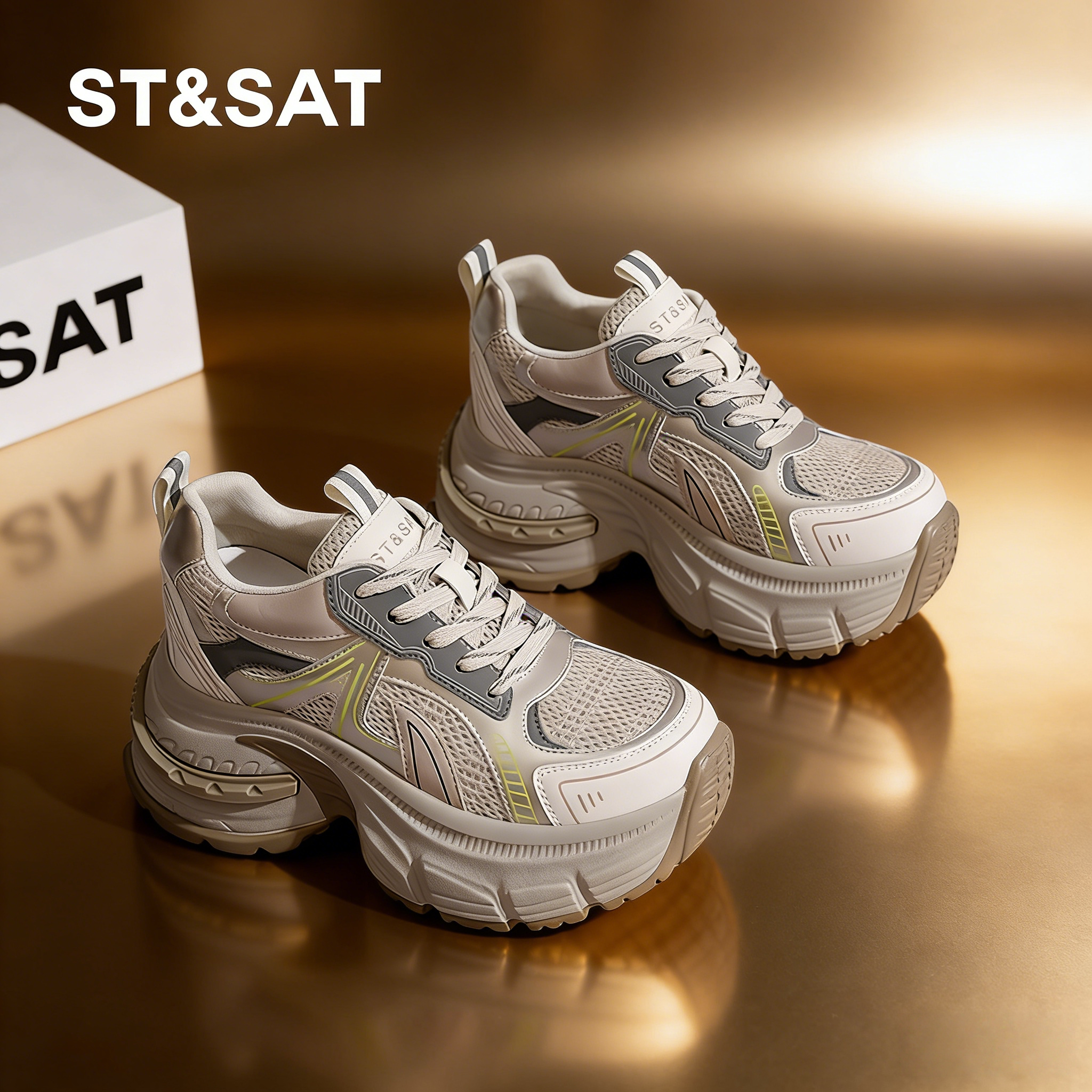 星期六厚底老爹鞋女款春夏季款透气运动鞋小个子爆款女士休闲鞋子