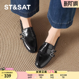 女鞋 星期六黑色乐福鞋 春季 英伦风软底不累脚小皮鞋 子 百搭女士女款