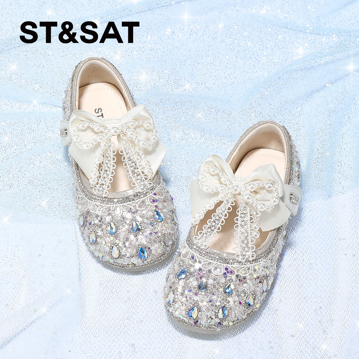 星期六新款女童甜美水晶公主鞋