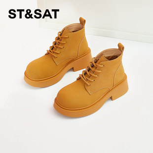 星期六潮酷炸街马丁靴冬季 厚底增高短筒女靴SS34116394 新款