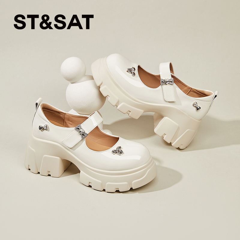 星期六法式复古圆头玛丽珍鞋子女