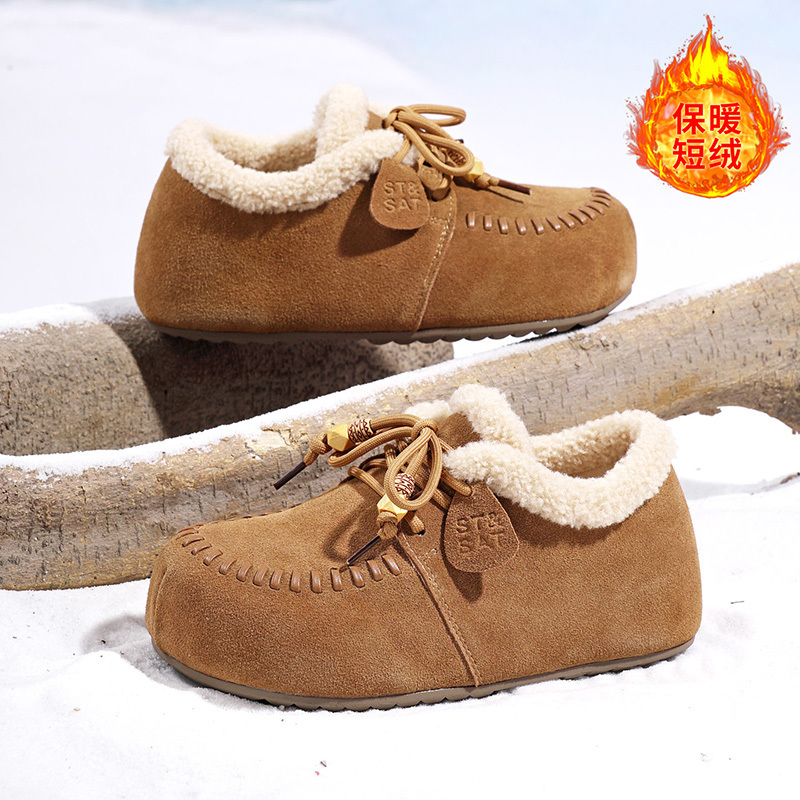 星期六厚底勃肯鞋女鞋新款冬季复古百搭懒人大头鞋女士保暖毛毛鞋