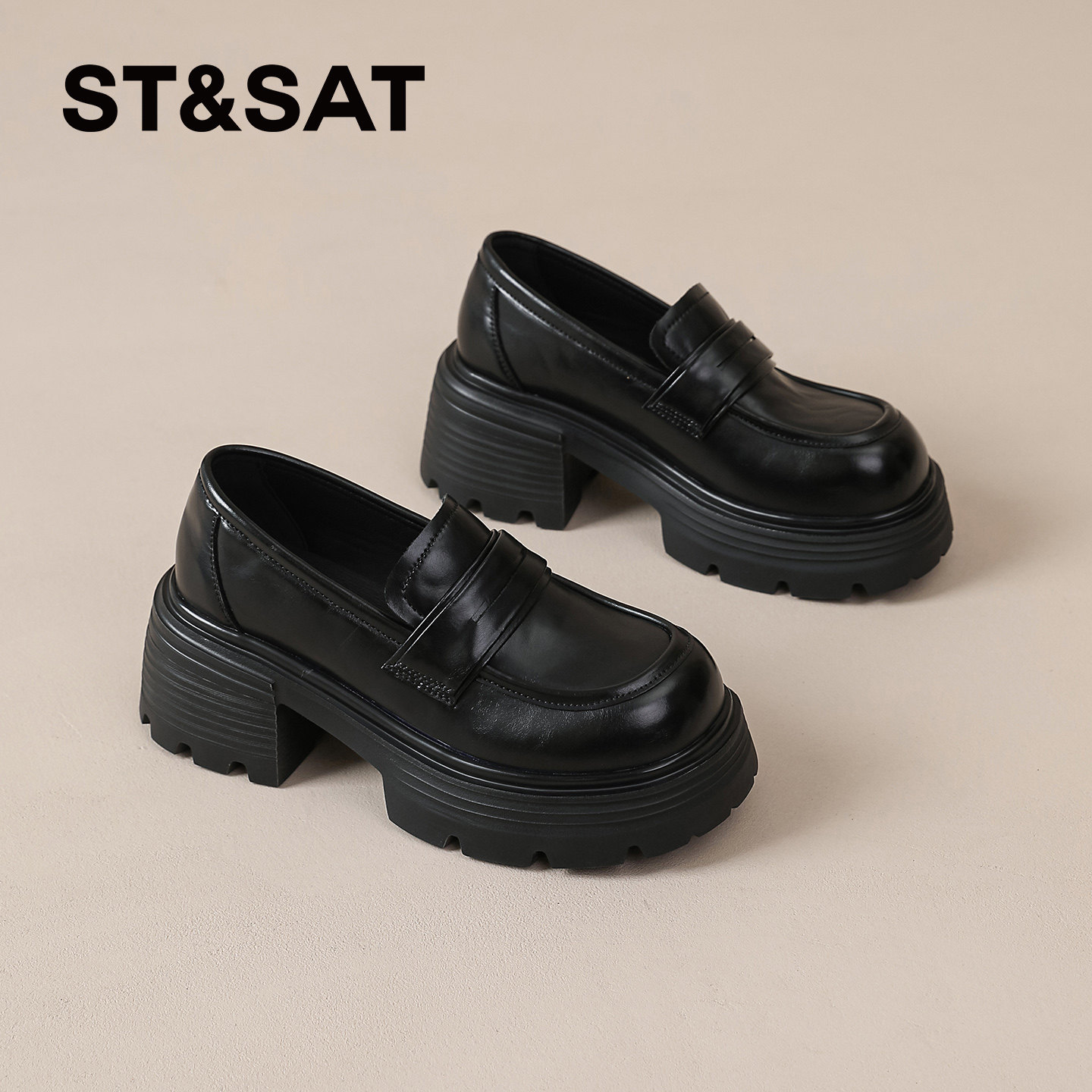 星期六乐福鞋女款2026春季新款英伦风小皮鞋厚底休闲鞋配裙子女鞋