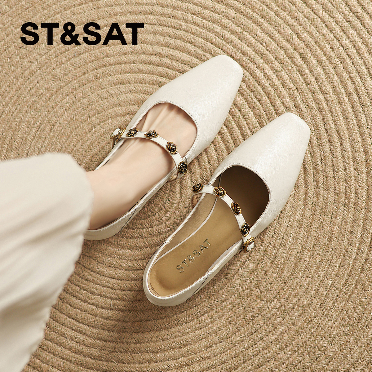 星期六真皮单鞋浅口玛丽珍女鞋女