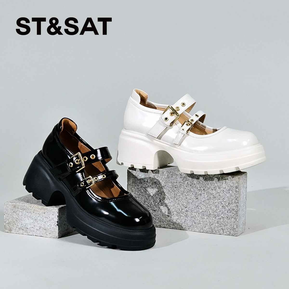 星期六时尚百搭女鞋玛丽珍高跟厚底搭配裙子绝美小皮鞋单鞋子