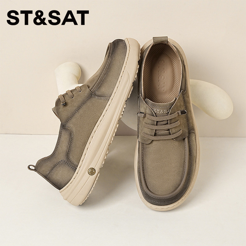 星期六新款2026年男士低帮工装鞋休闲系带皮鞋百搭舒适透气工装靴