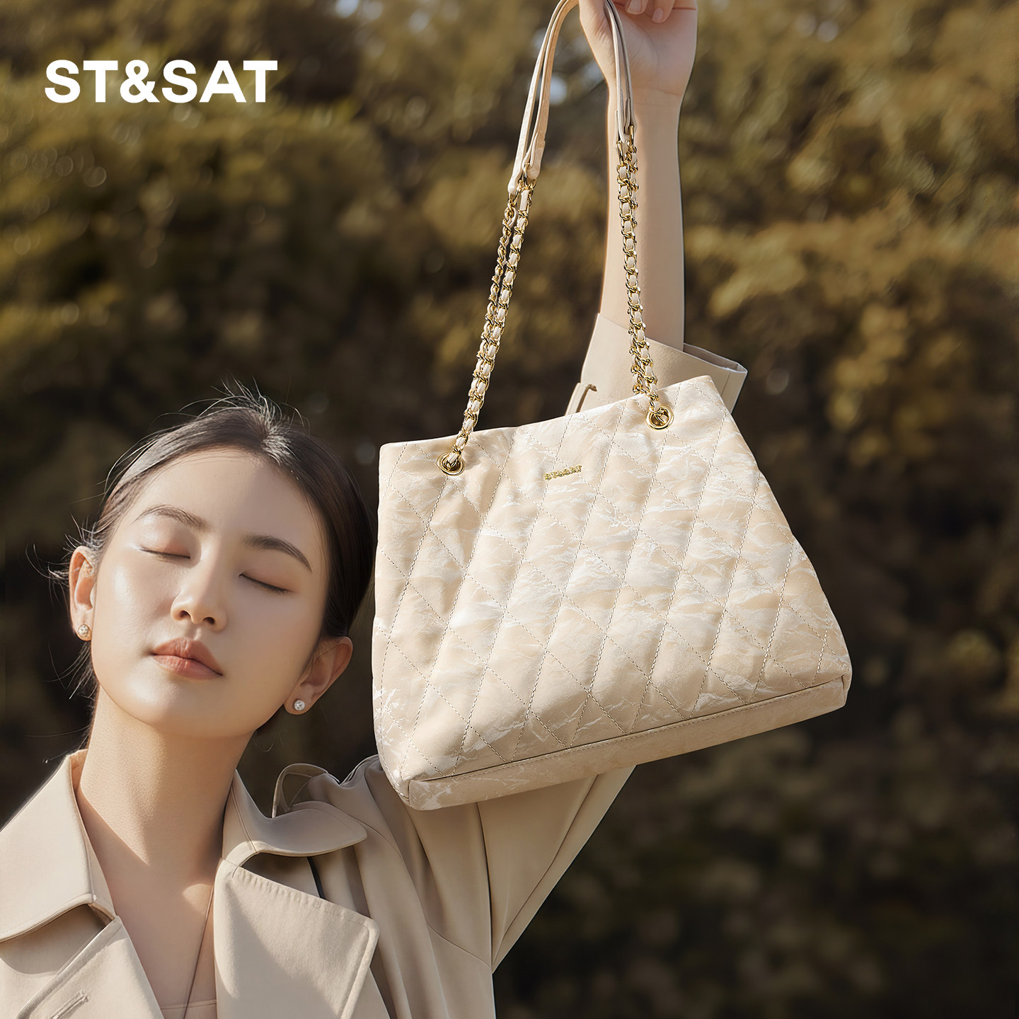 星期六包包女款2026小香风链条包时尚大容量通勤托特包百搭小方包,箱包皮具/热销女包/男包,托特包,淘宝优惠券,粉丝福利购,淘宝优惠卷