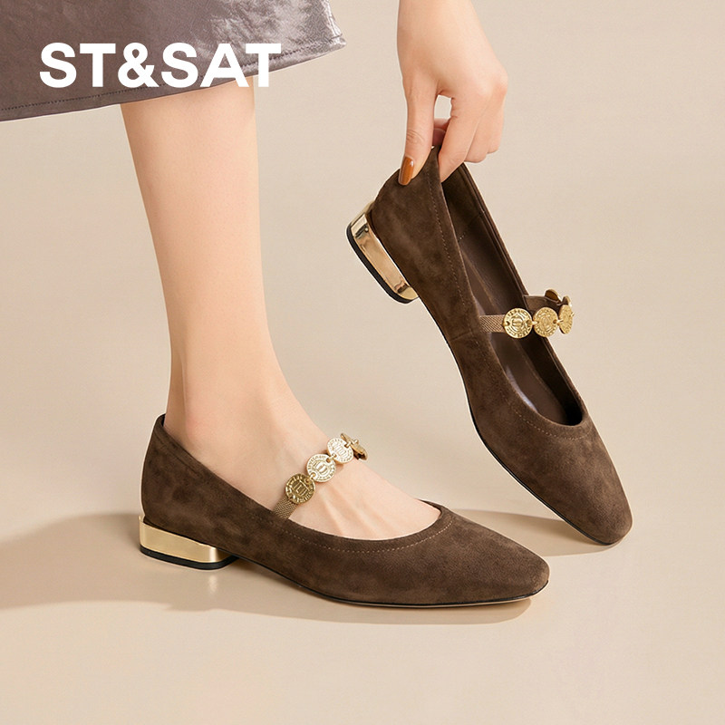 星期六真皮牛皮玛丽珍鞋子女鞋2026春季新款巨好看配裙子浅口单鞋