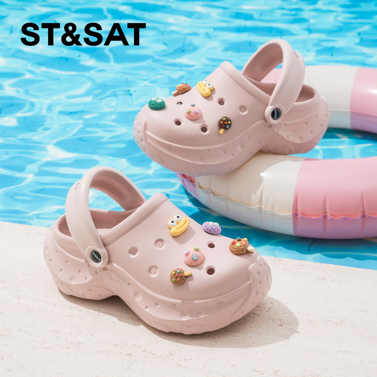 星期六踩屎感外穿厚底洞洞鞋女款2026夏季新款两穿包头凉鞋拖鞋