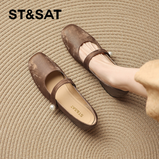 仙女风浅口粗跟玛丽珍女鞋 星期六新中式 子 法式 春季 单鞋 女新款