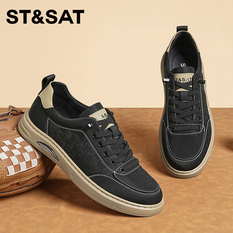 星期六休闲男鞋夏季2025新款透气男士潮鞋黑色百搭板鞋男款帆布鞋
