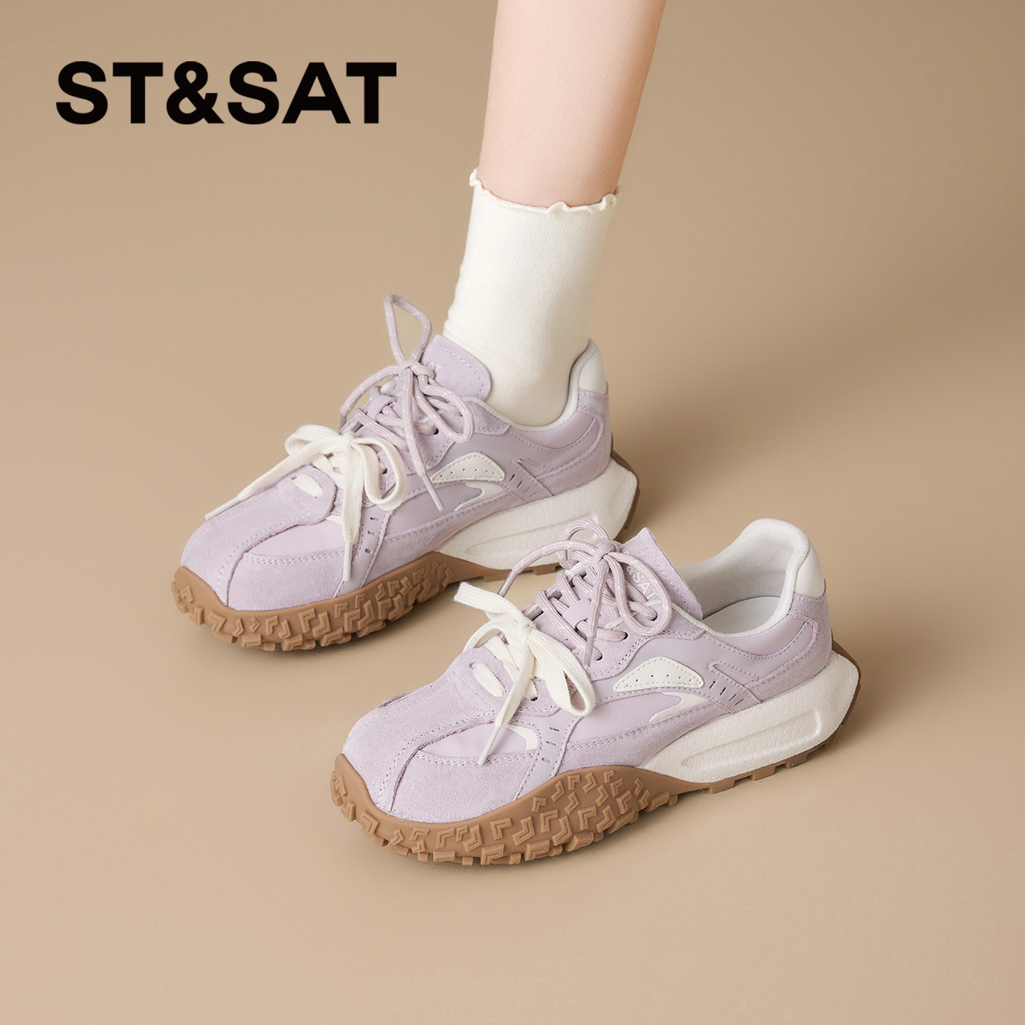 星期六增高德训鞋女2026新款春季运动休闲鞋软底不累脚厚底休闲鞋