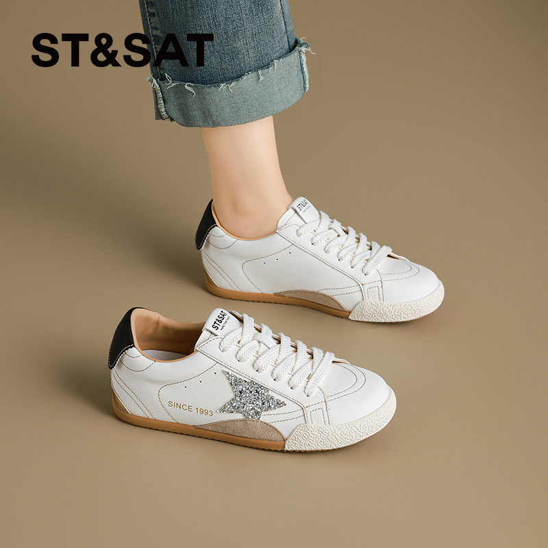 星期六厚底德训鞋女款新款爆款春季内增高星星鞋复古休闲板鞋