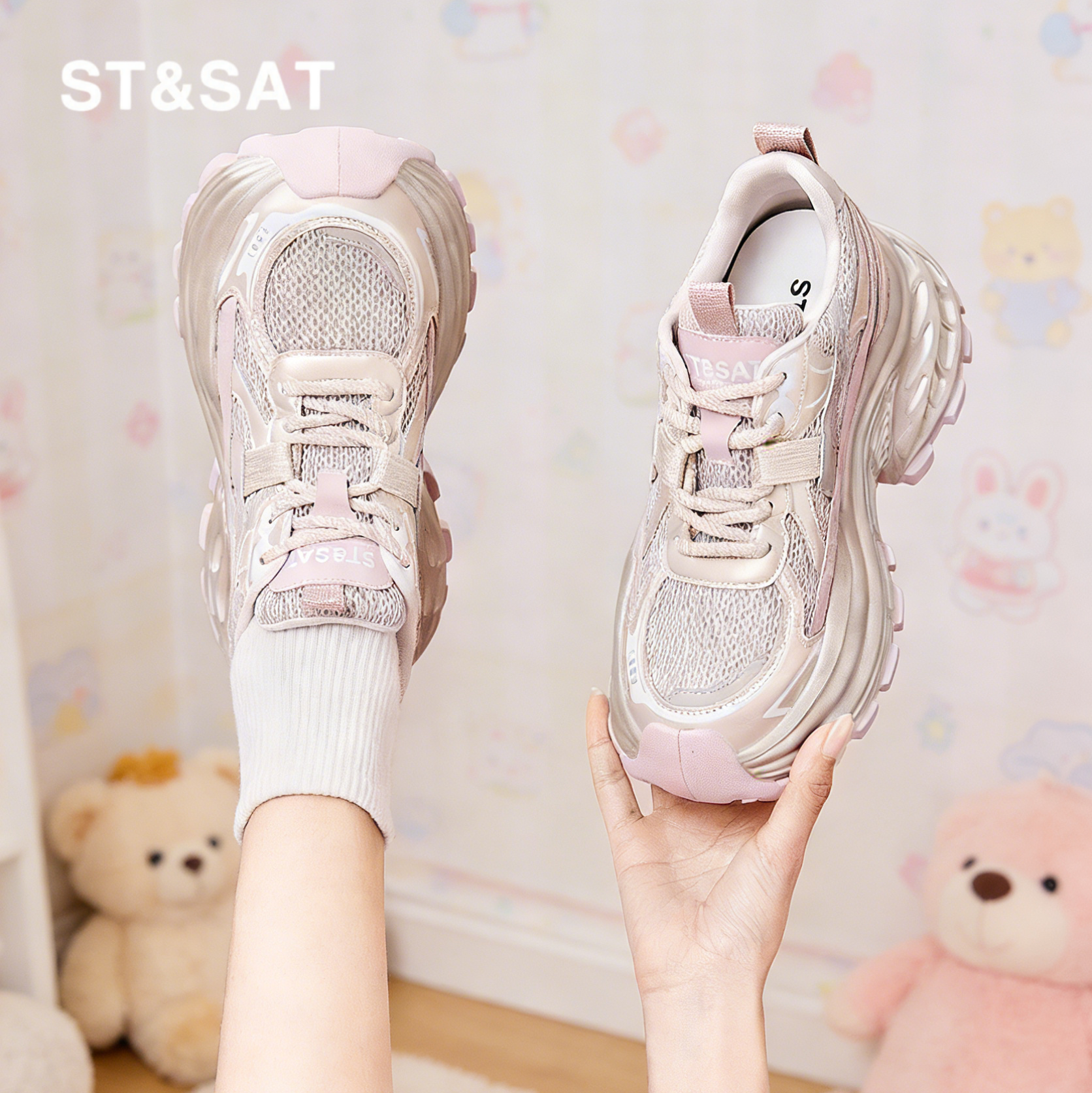 星期六老爹鞋女2026新款春季内增高休闲运动鞋粉色百搭防滑厚底鞋,女鞋,老爹鞋,淘宝优惠券,粉丝福利购,淘宝优惠卷
