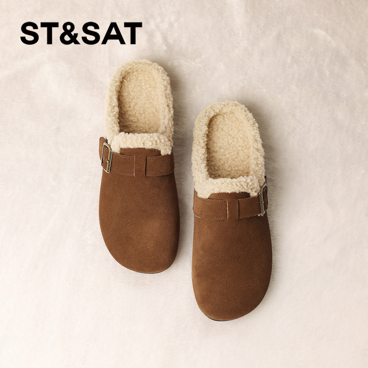 星期六女加绒保暖一脚蹬勃肯鞋