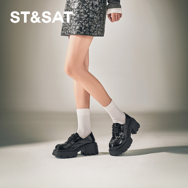 星期六深口英伦风乐福鞋春秋新款增高复古男鞋女鞋皮鞋SSC3112N07