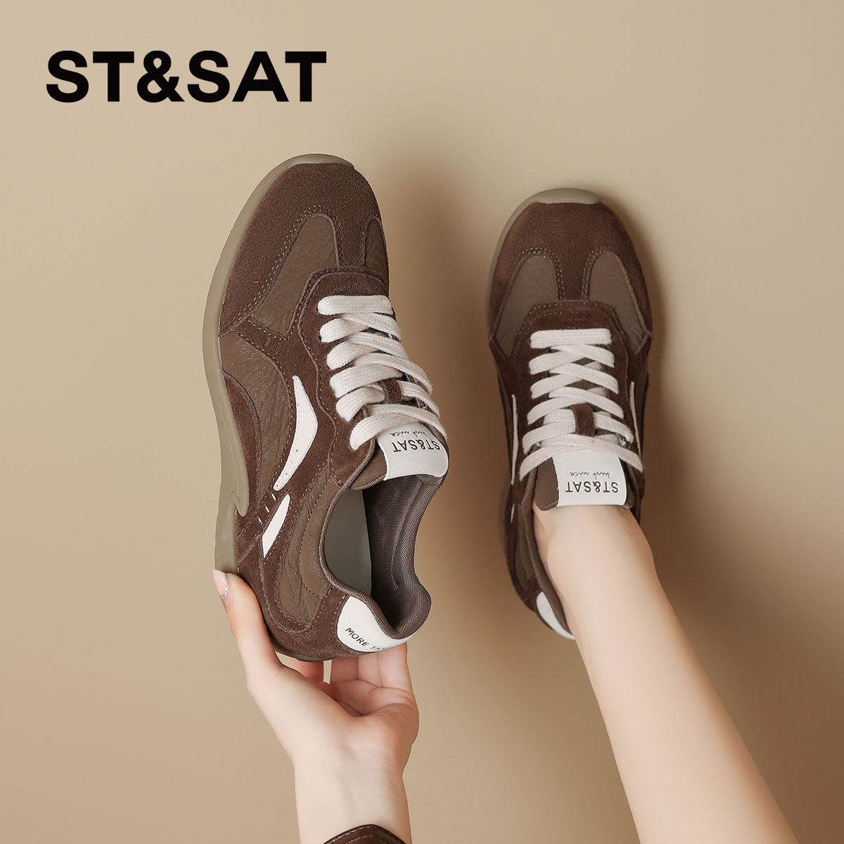 星期六真皮德训鞋女鞋子经典运动鞋阿甘鞋内增高美拉德休闲鞋女款