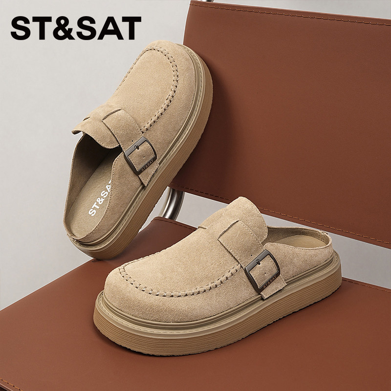 星期六新款勃肯鞋男士包头半拖鞋一脚蹬懒人鞋时尚百搭轻便休闲鞋