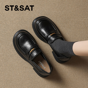 星期六厚底乐福鞋女2026新款春季增高复古英伦风配裙子百搭小皮鞋