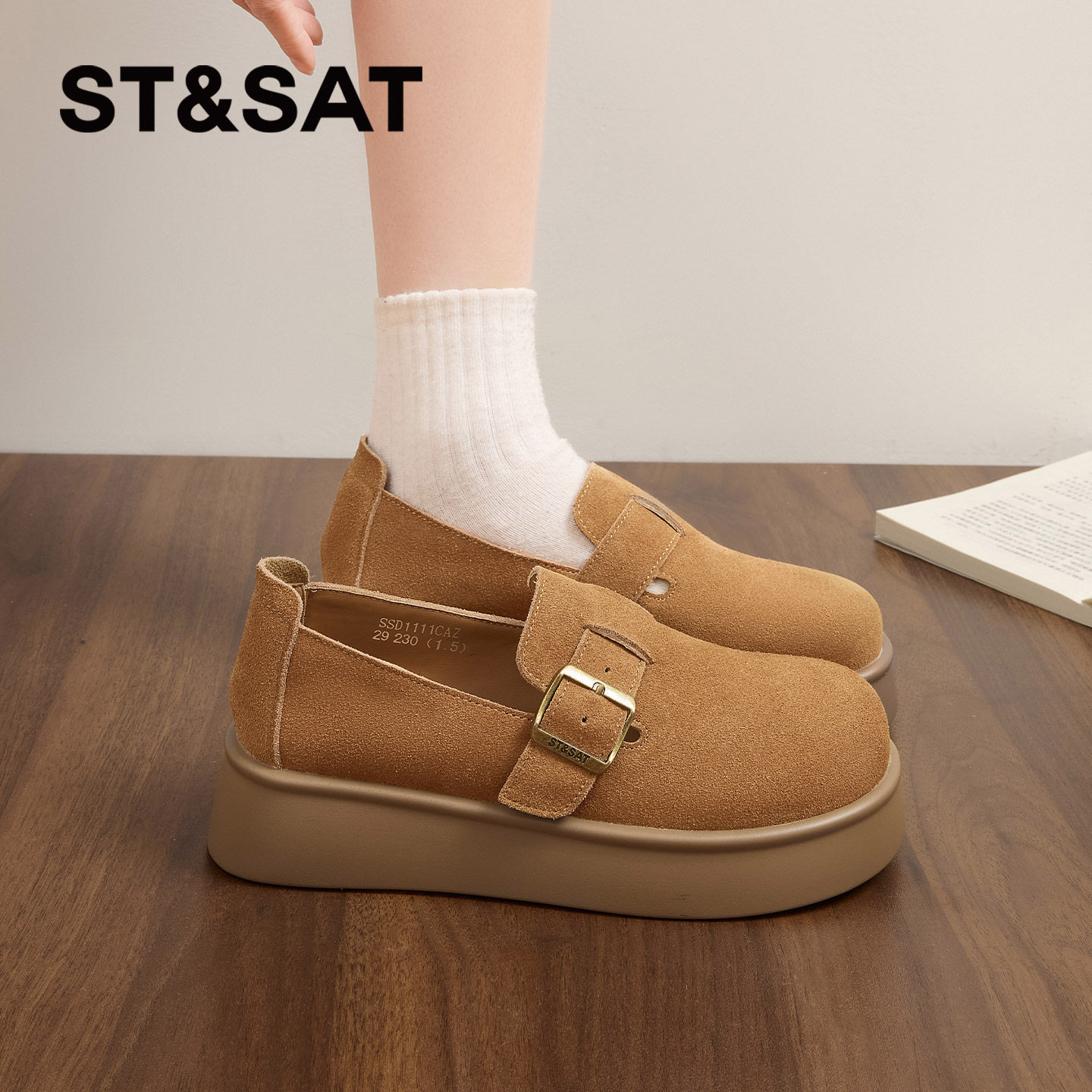 星期六厚底勃肯鞋女款新款春季全包增高女鞋软底通勤博肯单鞋