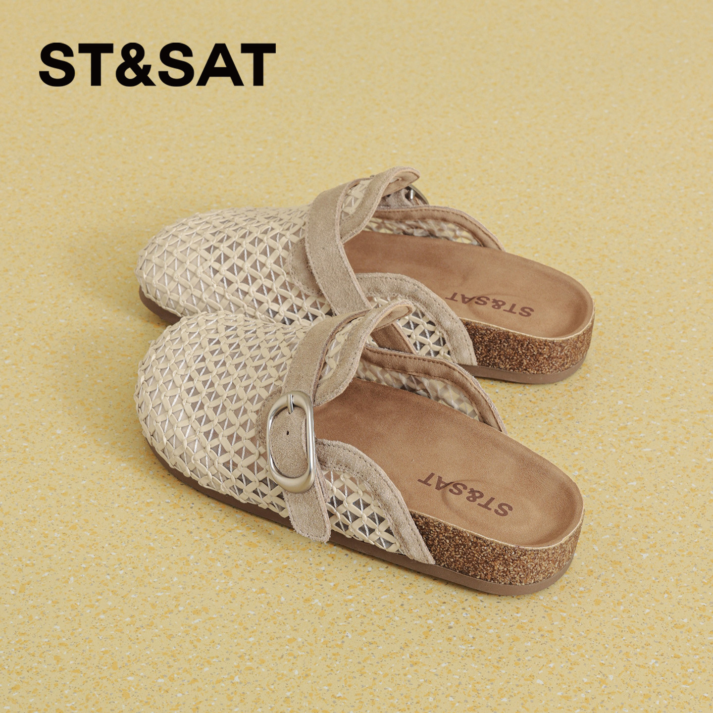 星期六网面透气勃肯鞋女2026夏季新款镂空软底博肯半拖凉拖鞋外穿