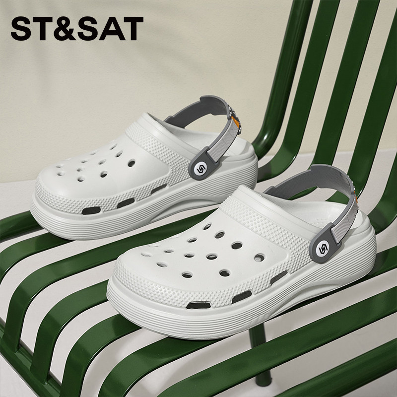 星期六洞洞鞋男款夏防滑涉水溯溪运动钓鱼沙滩凉鞋户外包头凉拖鞋