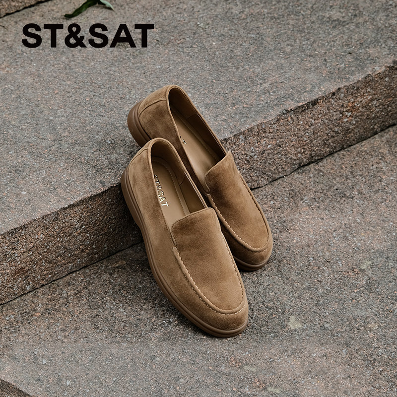 头层羊皮！星期六乐福鞋女老钱风summer walk情侣男士休闲皮鞋直