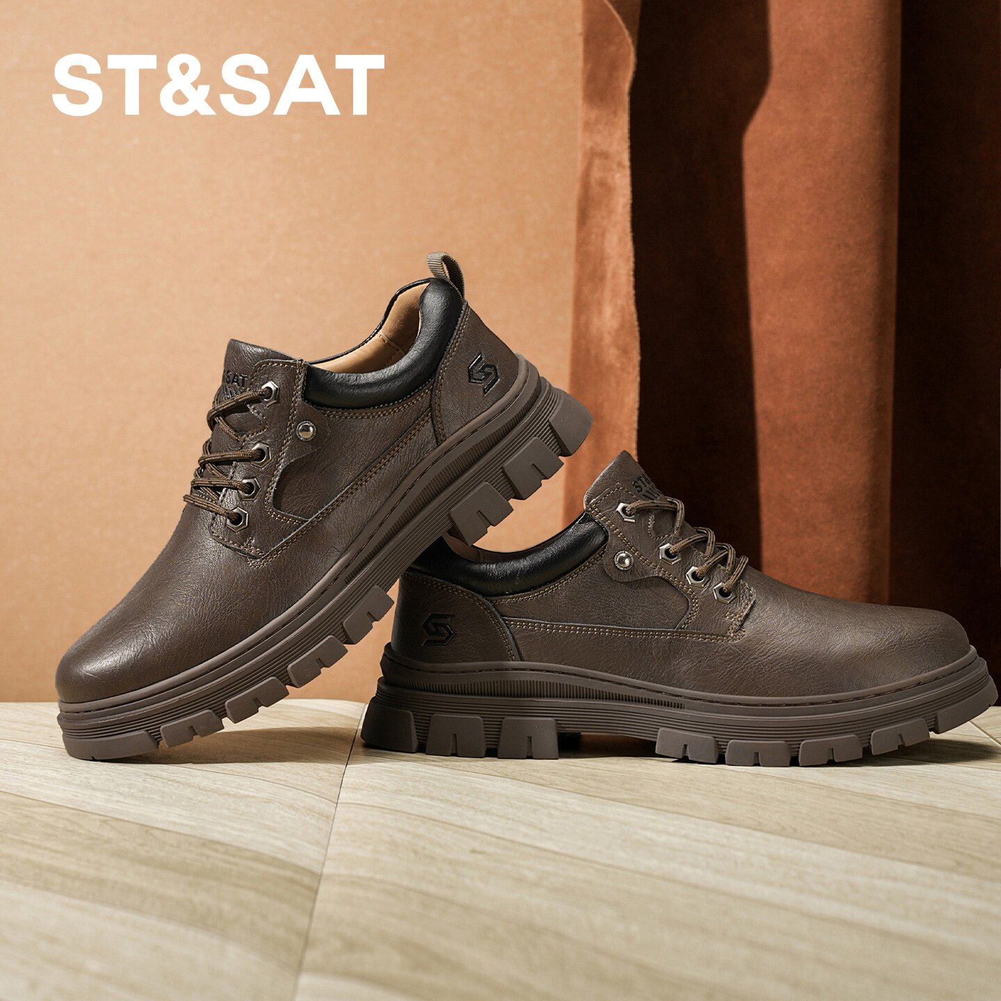 星期六低帮马丁靴男款复古年轻人春季工装鞋男休闲皮鞋圆头登山鞋