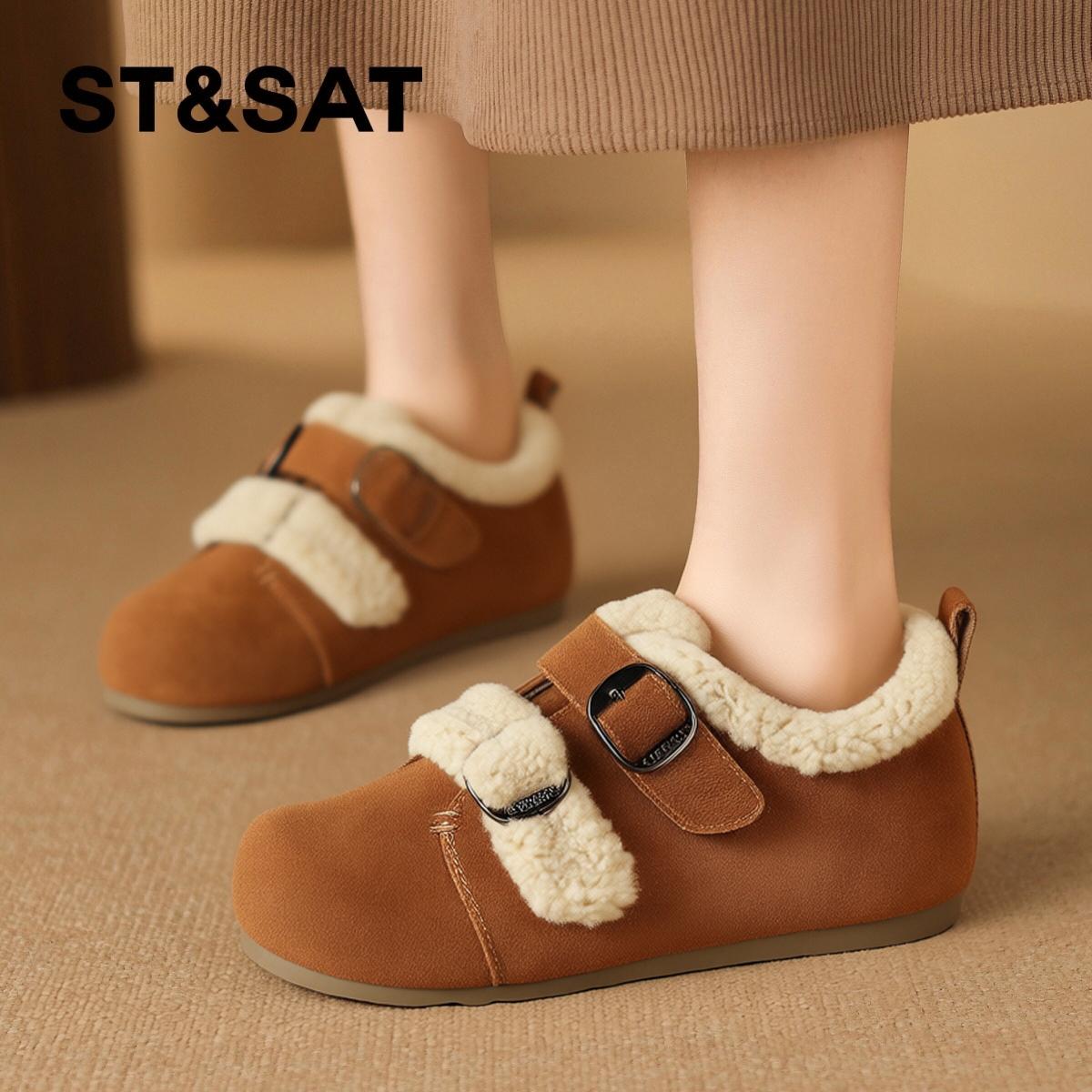 星期六复古真皮加绒加厚勃肯鞋女