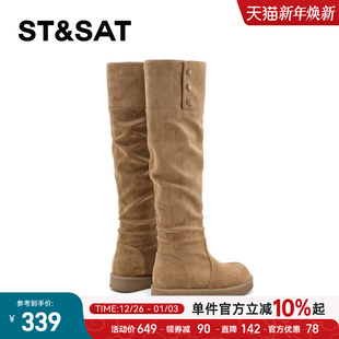 堆堆长靴 复古两穿高筒骑士靴子女爆款 星期六长筒靴女2025新款 秋季