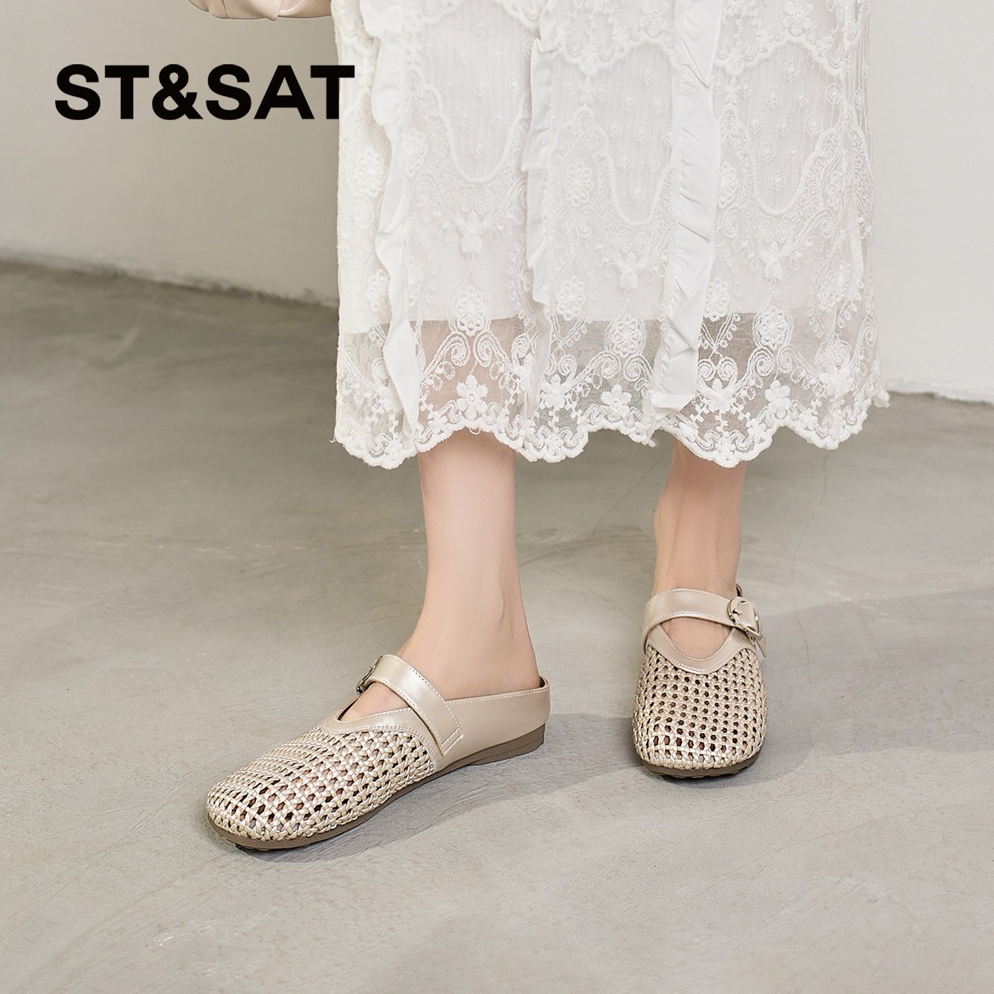 星期六2026年新款春季包头拖鞋女夏季外穿配裙子平底优雅时尚凉鞋