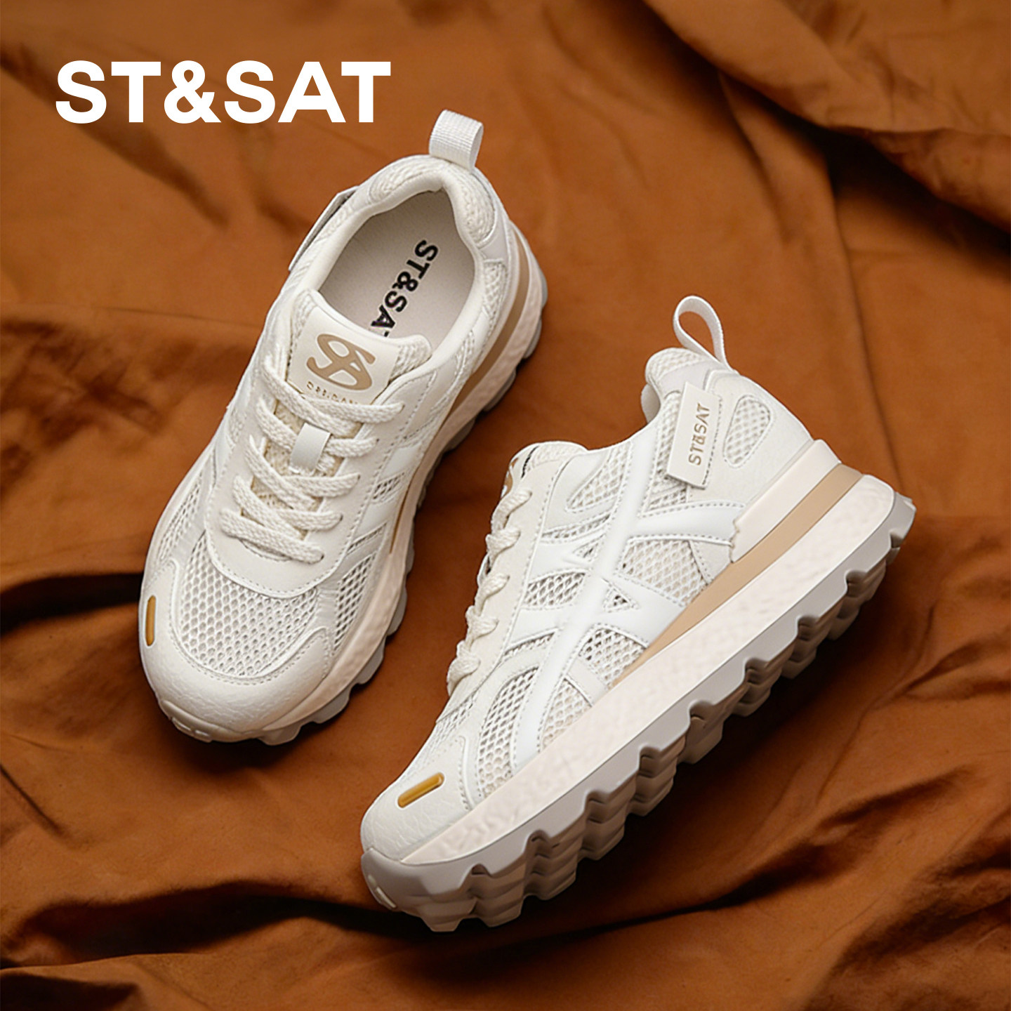 星期六内增高老爹鞋女夏季透气网鞋小个子厚底女鞋小白休闲运动鞋