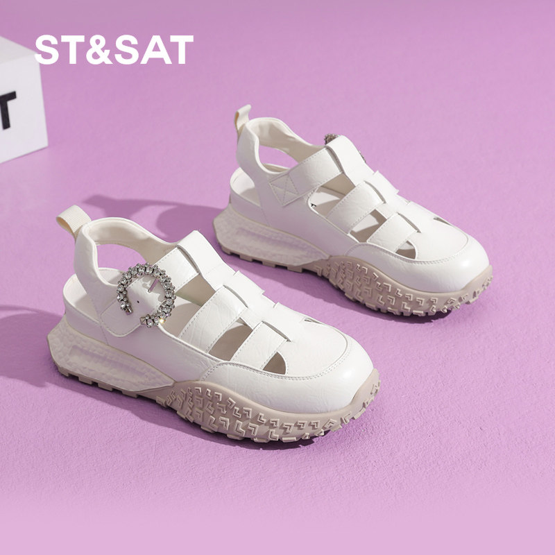 星期六厚底增高罗马凉鞋女鞋春夏季款魔术贴女鞋运动小白鞋休闲鞋