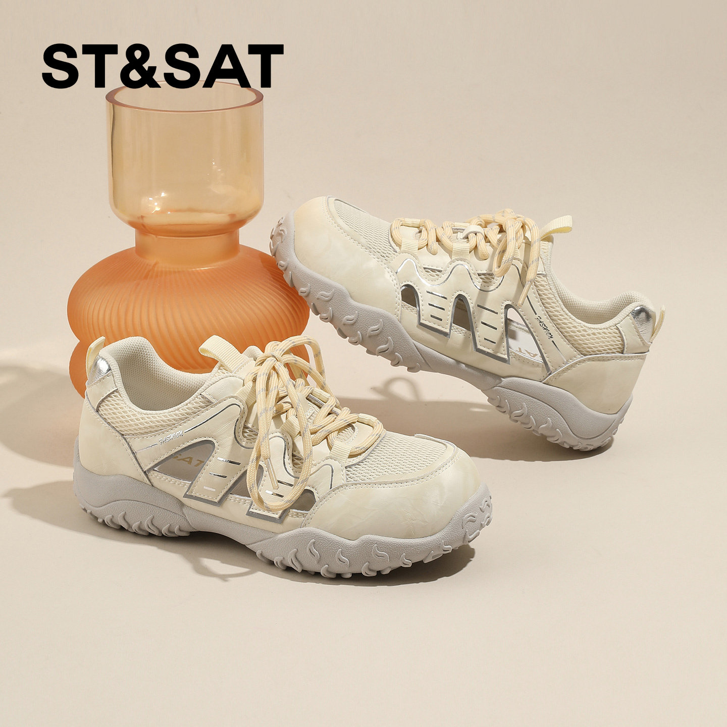 星期六镂空透气德训鞋女夏薄款2026新款厚底溯溪鞋网面增高老爹鞋