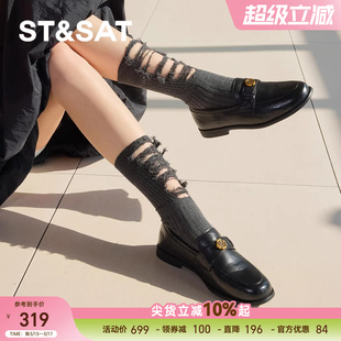 星期六乐福鞋女2026春季新款英伦平底豆豆鞋百搭女鞋一脚蹬小皮鞋