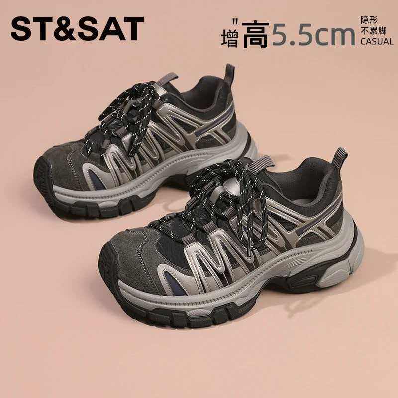 星期六绑带老爹鞋女款新款厚底增高鞋时尚运动休闲鞋户外跑步鞋子